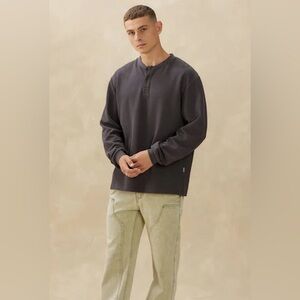 KUWALLA Long Sleeve Thermal Henley - Brown